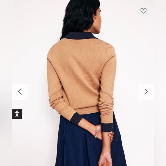 BODEN Estelle Henley Sweater Camel Melange Size Large - Picture 3 of 15
